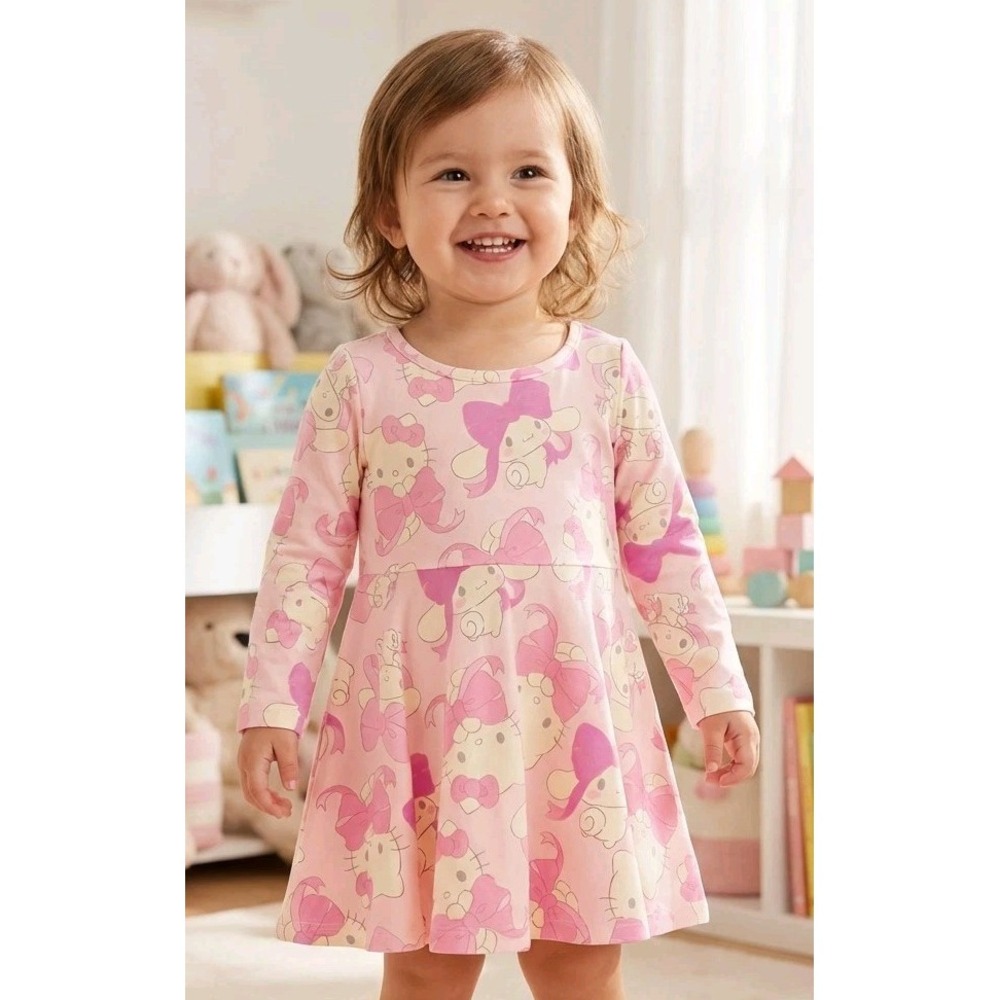 Girls' Hello Kitty & Friends Pink Long Sleeve Dress Size 2T NWT Toddler Baby Top